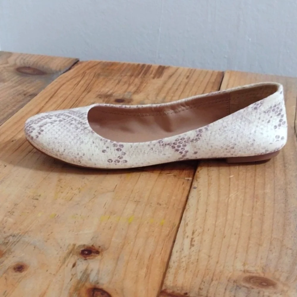 Lucky Brand Emmie Snakeskin Print Leather Ballet Flats Size 7.5 NEW